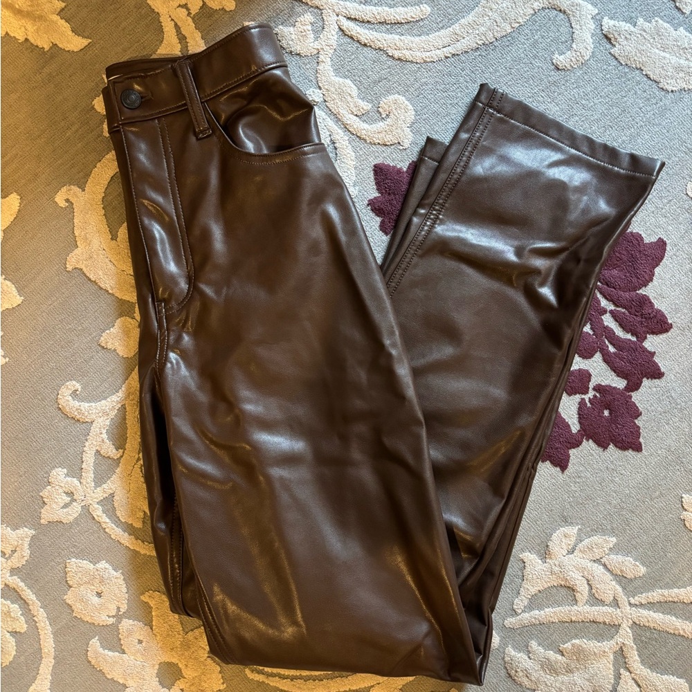 Abercrombie Brown Faux Leather Pants